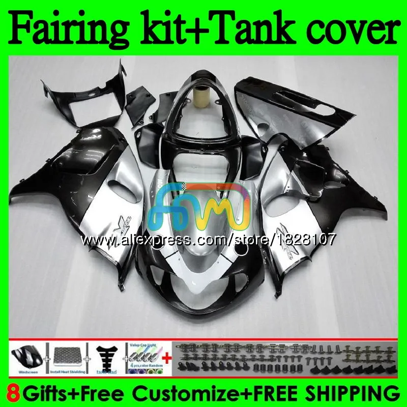 Комплект+ майка для SUZUKI TL1000R 1998 1999 2000 2001 Серебро Черный 2002 2003 100BS. 8 TL1000 TL 1000 R 1000R 98 99 00 01 02 03 обтекатель