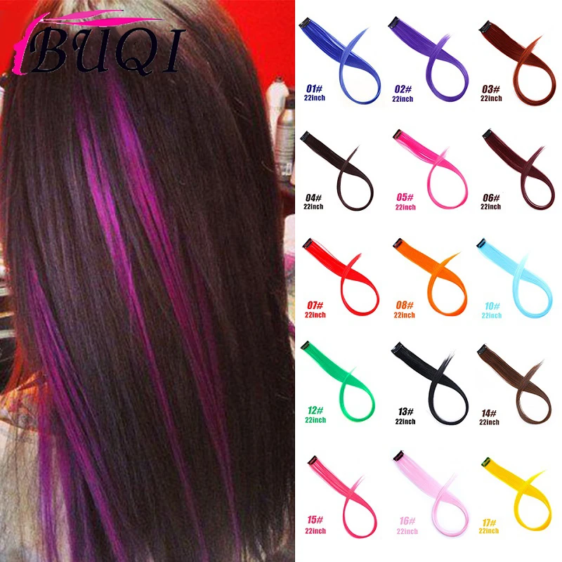 Colored Hair Extensions Clips | Purple Hair Extensions Clip - Straight Fake  Colored - Aliexpress