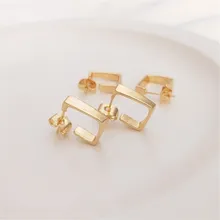 

S925 silver needle geometric earrings 14K bag gold color earring minimalist wind temperament net red earrings