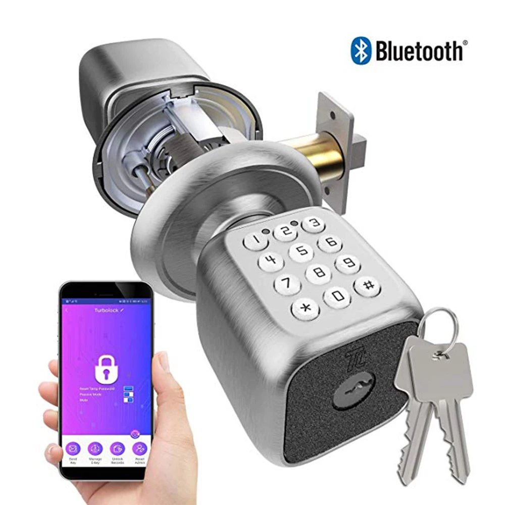 

Smart Door Lock Digital Keypad Door Knob Styled Keyless Entry Digital Security Door Lock With Backup Keys Emergency Power Port