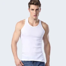 Мужское однотонное домашнее повседневное нижнее белье хлопок Круглый вырез без рукавов белый черный серый спортивный тренажерный зал фитнес-майки