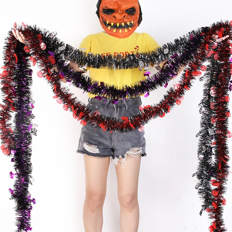 3m New Halloween Decorations Pumpkin Bat Skull Horror Halloween Wreath Pvc Ribbon Garland Tinsel Rattans With Iron Wire Party Diy Decorations Aliexpress