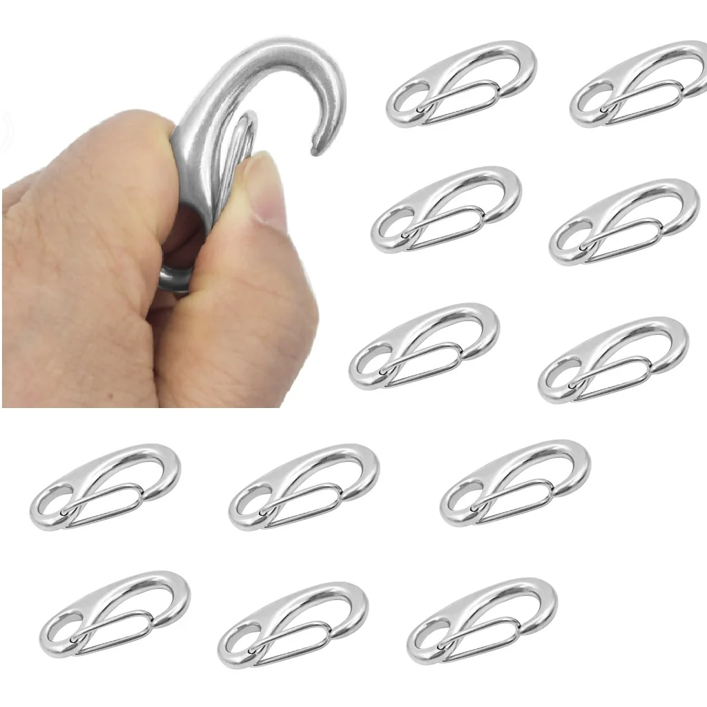 12 Pieces Spring Snap Hook 2 inch 50mm, Boat Anchor Rigging Clips Stainless Steel 316 for Boats, Ship, Yacht, Sail (Silver)