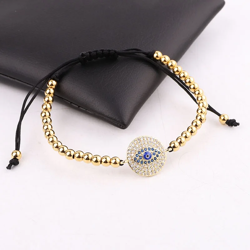 High Quality New Fashion Stainless Steel Beads CZ Pave Evil Eye Charm Braided Friendship Macrame Bracelet Women Men - Image 2