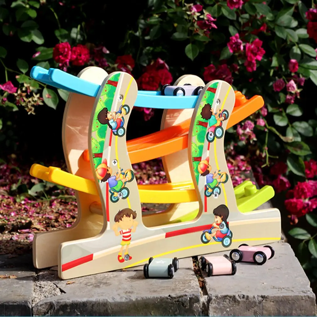 

Water-Based Paint Safe And Not Easy To Fad Wooden Gliding Toys Fun Track Car Classic Wood Environmentally Friendly Gift for Kids