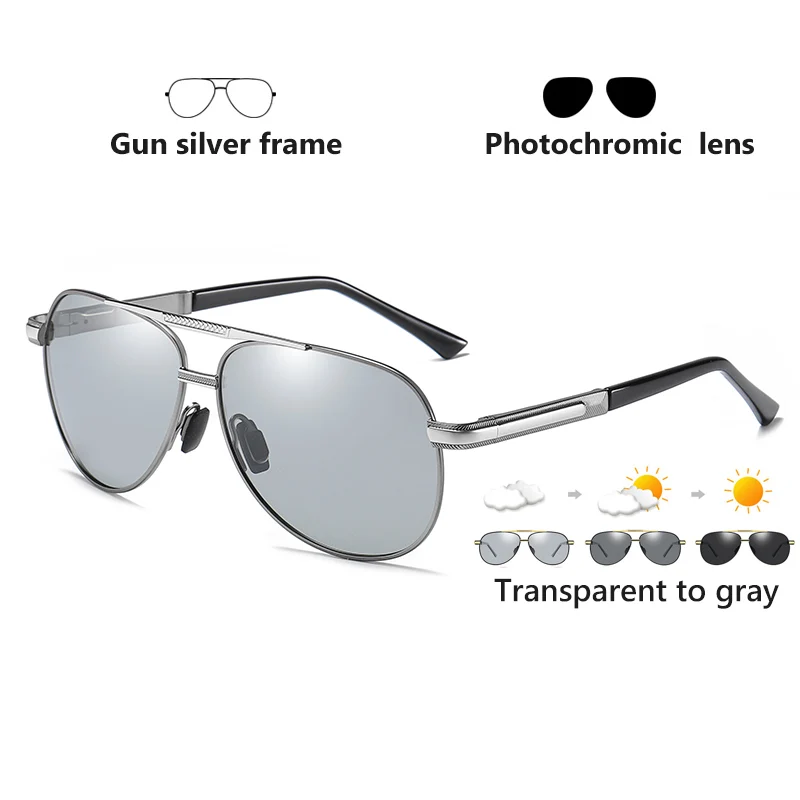 Unisex Photochromic Polarized Pilot Sunglasses with UV400 Protection