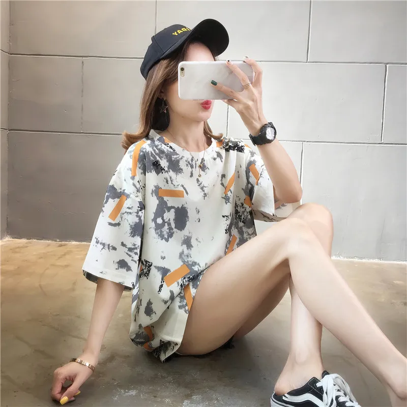 Summer Korean Clothes Streetwear T-shirts Women Plus Size Loose Harajuku Print T Shirt Girls Casual Femme Tops Blouse Tees