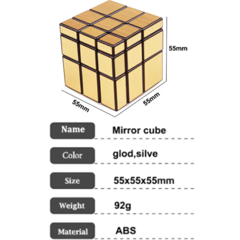 3x3x3 Mirror Bump Magic Cube Smooth Twisty Puzzle Brain Trainer Educational Toys 