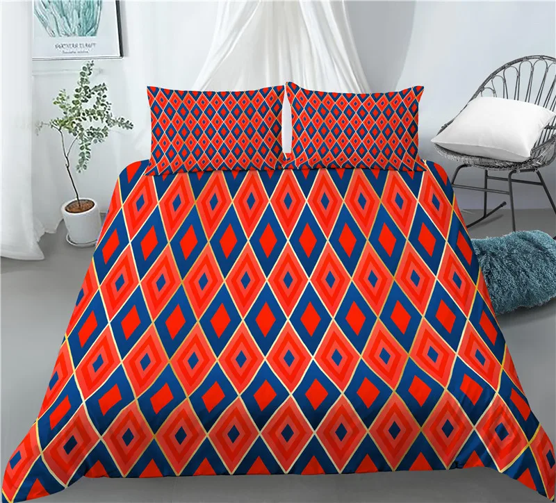 Home Living Luxury 3D Geometry Print 2/3Pcs Comfortable Duvet Cover PillowCase Bedding Sets Queen and King EU/US/AU Size