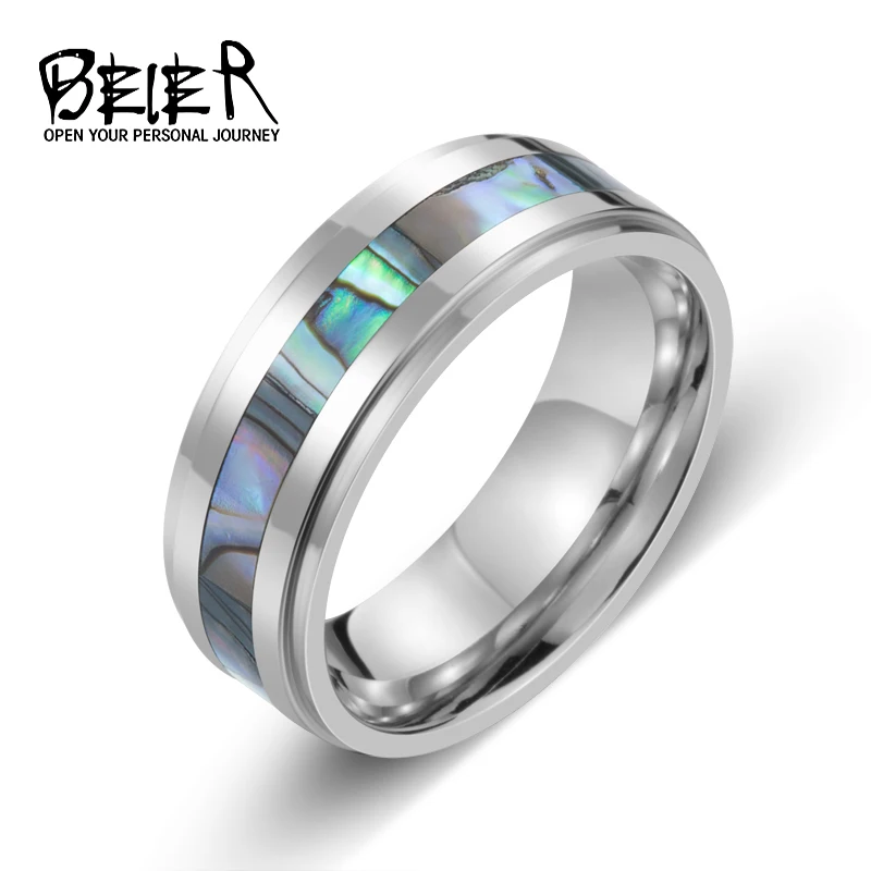 

BEIER 316L Stainless Steel High Polished Shell Ring For Man/Woman Unique Color Party Fashion Wedding Jewelry Anneau BR-R061
