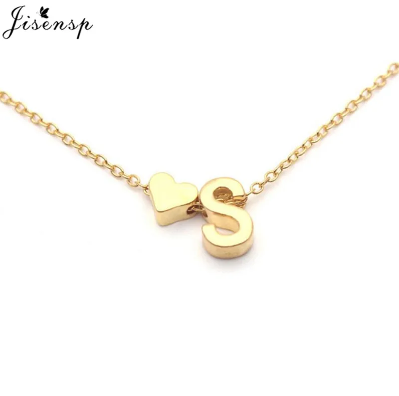 Jisensp Tiny Heart Initial Double layer Necklaces Pendants Personalize Initial Dainty Necklace Women 26 Letter Name Jewelry Gif