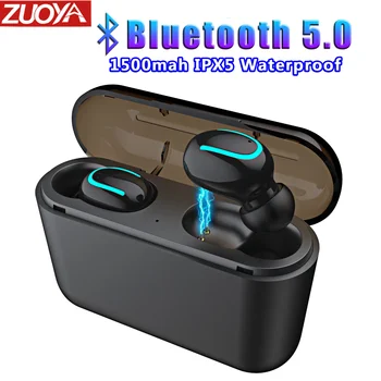 

Wireless Headset Bluetooth 5.0 Earbuds HBQ Earphone Handsfree Mini In-ear Sports Running with Charging box for Phone