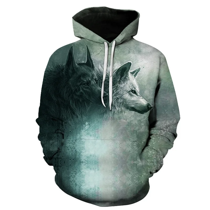 223 3d-printed Wolf men and women sportswear long-sleeved pullover hoodie streetwear hip-hop sweatshirt loose jacket jacket harajuku - Цвет: 223