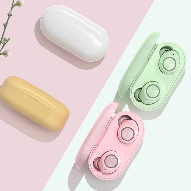 

2020 New TW60 Wireless Bluetooth 5.0 Earphone with Charging Compartment Macaron Color Earbuds Sports Waterproof Headphones
