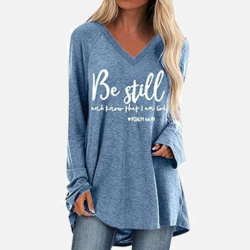 Женские свободные пуловеры с буквенным принтом повседневные Однотонные блузки v