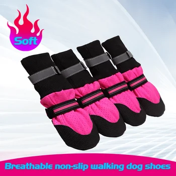 

4pcs Waterproof Winter Dog Shoes Anti-slip Pet Boots Paw Protector Walk Dogs Shoes Warm Reflective For Medium Large Labrador
