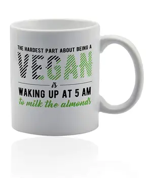 

coffee mug 11 oz. white ceramic cup. Gifts for vegans. Vegan coffee mugs