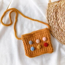 Маленькие сумочки для маленьких девочек, Детский кошелек с вязаными шариками, сумка через плечо для рождественской вечеринки, сумка для монет, Очаровательная сумка на плечо для девочек