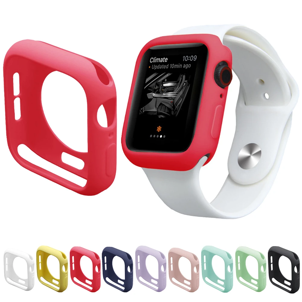 

Candy Color Case for iWatch Series 4 44/40mm Silicone Case TPU Bumper Fall Resistance For Apple Watch 3 2 1 42mm 38mm Protector
