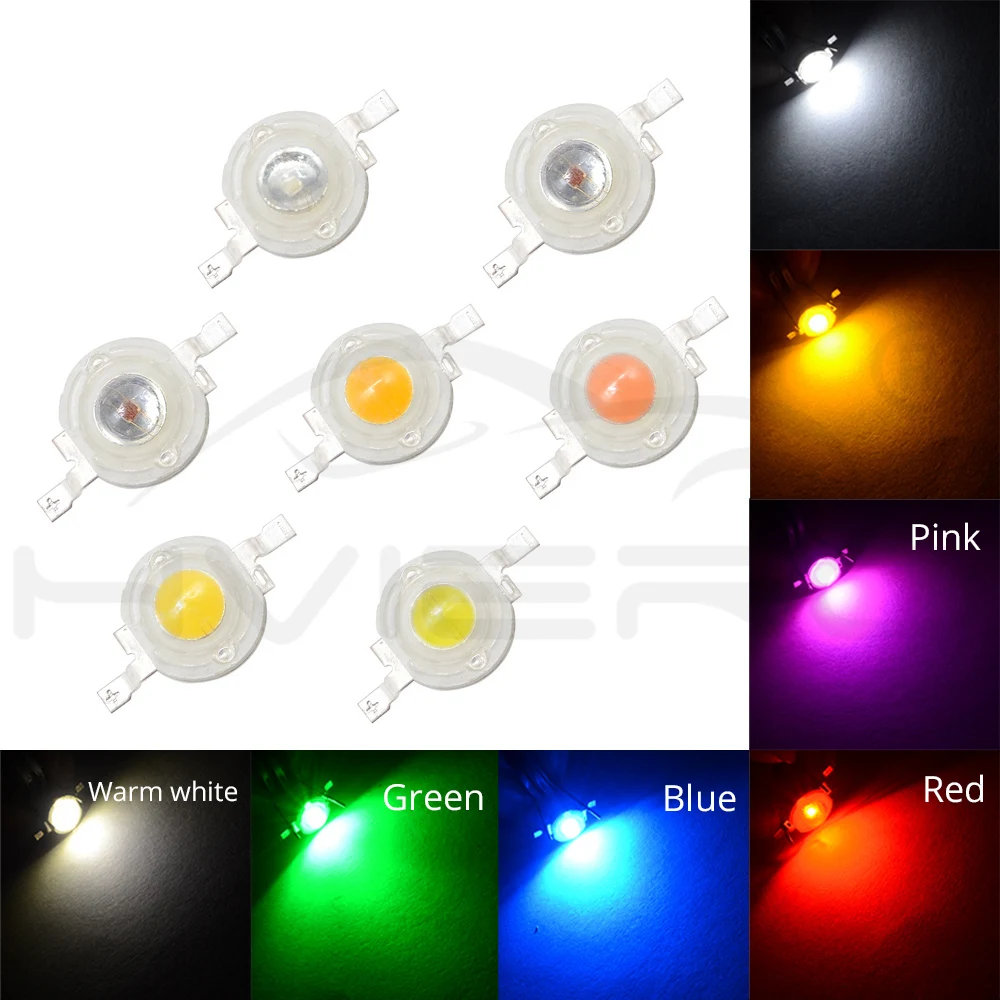 Hviero 3W High Power Chip white Red Blue Green light Bead Emitter LED Bulb Diodes Lamp Beads with 20mm Star PCB Platine Heatsink