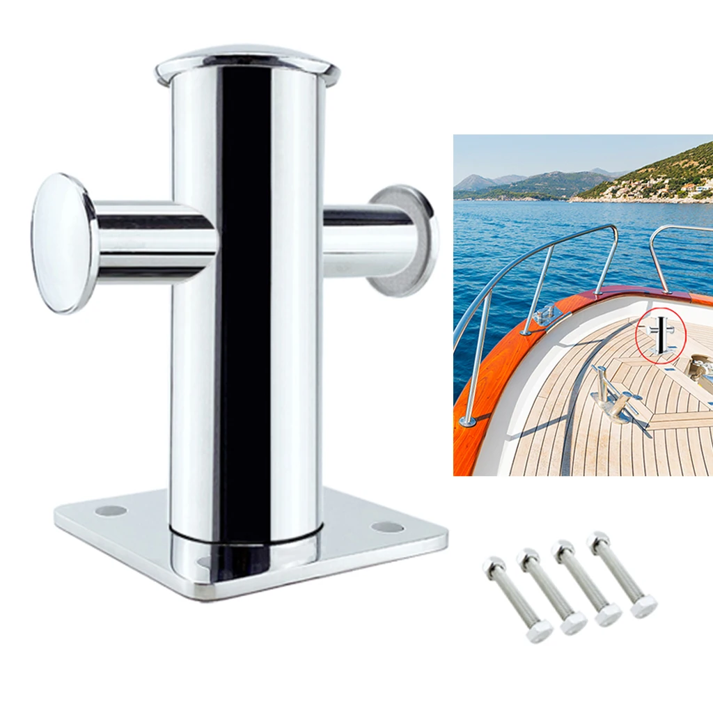 Single Cross Bollard Boat Dock Cleat 316Stainless Steel Mooring for Marine YachtMarine Hardware