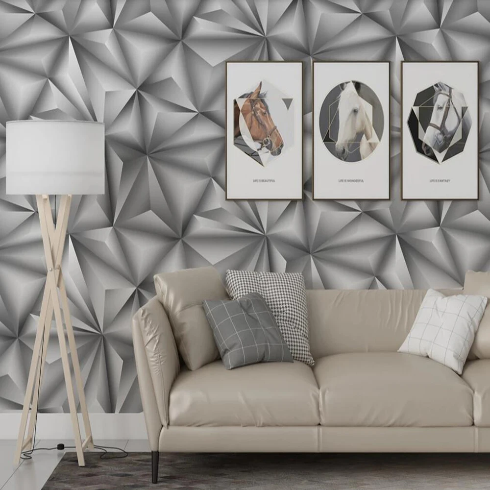 

Drop Shipping Custom 3D Wallpaper Mural 3D Stereo Bump Geometry KTV Industrial Style Decoration Background Wall Decoration Mural
