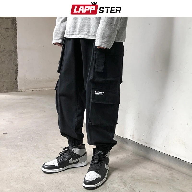 

Men Black Pockets Cargo Pants 2019 Harem Pants Mens Hip Hop Streetwear Sweatpants Winter Casual Joggers Pants 5XL