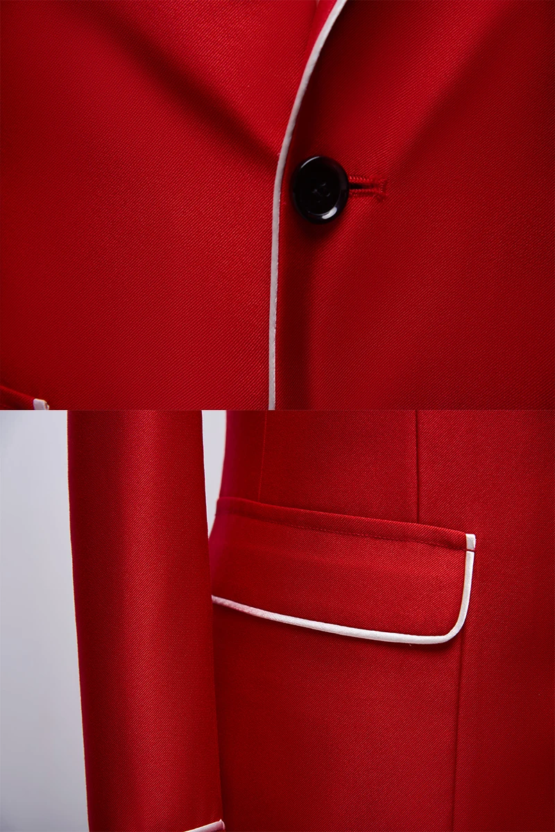 Red White Men Wedding Suits High-end Latest Coat Pant Designs 2 Pieces Groom Tuxedo Dress Dinner Host Stage Suit Man Q822