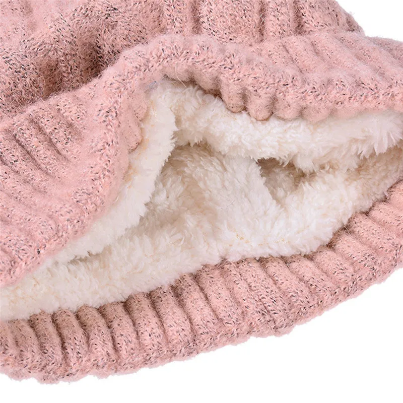 Зимние женские шапки с помпонами, теплые вязаные с помпоном для девочек ...