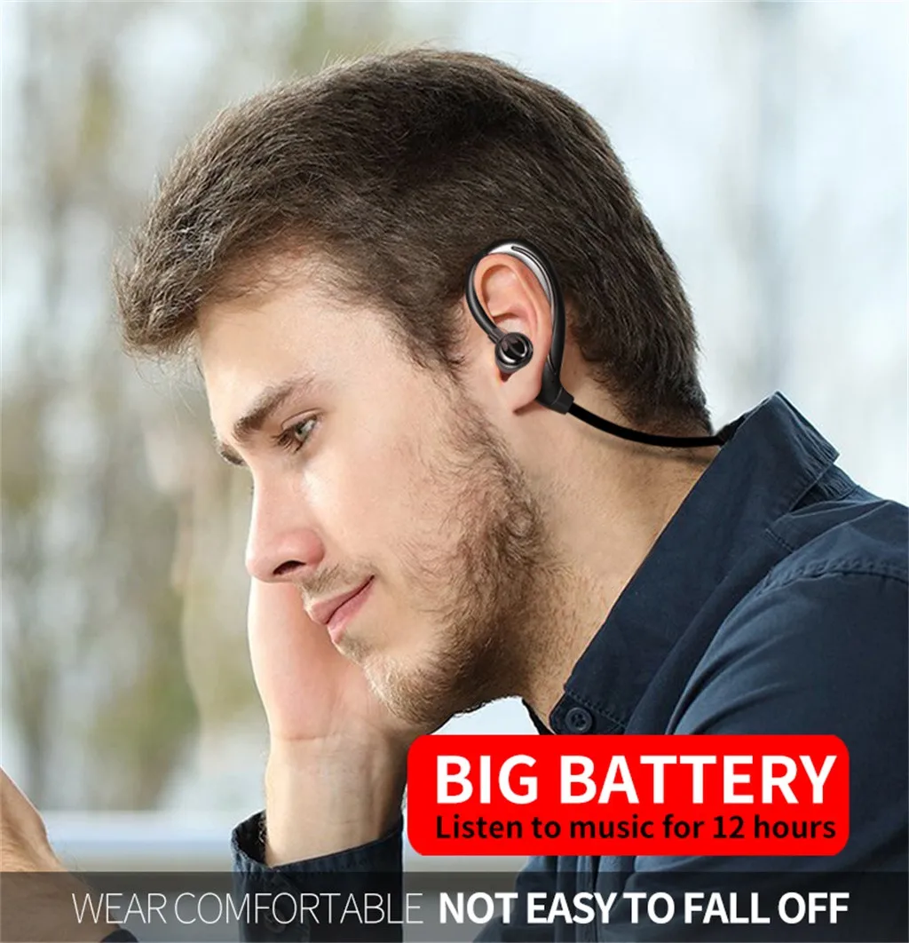 Заднее крепление в ухо Беспроводная гарнитура Спортивная bluetooth-гарнитура, беспроводная стерео bluetooth-гарнитура с микрофоном