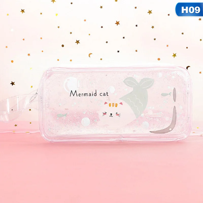 Kawaii Quicksand чехол для карандашей высокой емкости, сумка для карандашей, Прозрачный блестящий чехол для карандашей, ручка для девочек Сумка, школьные принадлежности