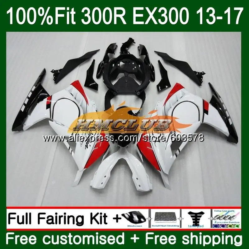 Инъекции для KAWASAKI NINJA ZX3R ZX 300R 13, 14, 15, 16 лет 25CL. 65 EX300 ZX-3R ZX300R 2013 обтекатель, цвет красный, белый