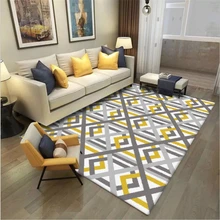 Геометрический Коврик в скандинавском стиле для спальни, яркий желтый серый ковер с перекрестной линией, ковры для гостиной, ковры для детской комнаты