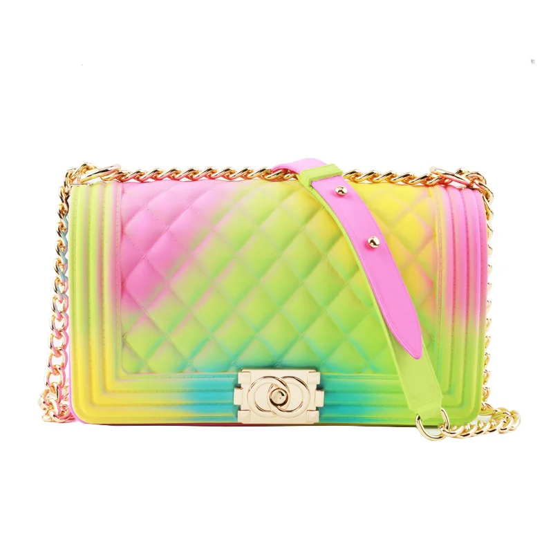 Korean Quilted Chain Bag 2020 New Fashion Women Handbag Messenger Shoulder Bags jelly bag Frosted small Flap | Багаж и сумки
