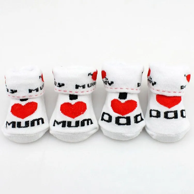 Lovely Soft Girls Love Mom/Dad Baby Socks Cotton Socks Toddler 0~6 Months 