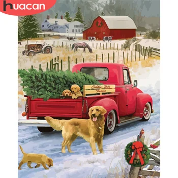 

HUACAN Paint By Numbers Dog Animal OilPainting Modern Wall Art Gift DIY Picture By Number Car Home Decors