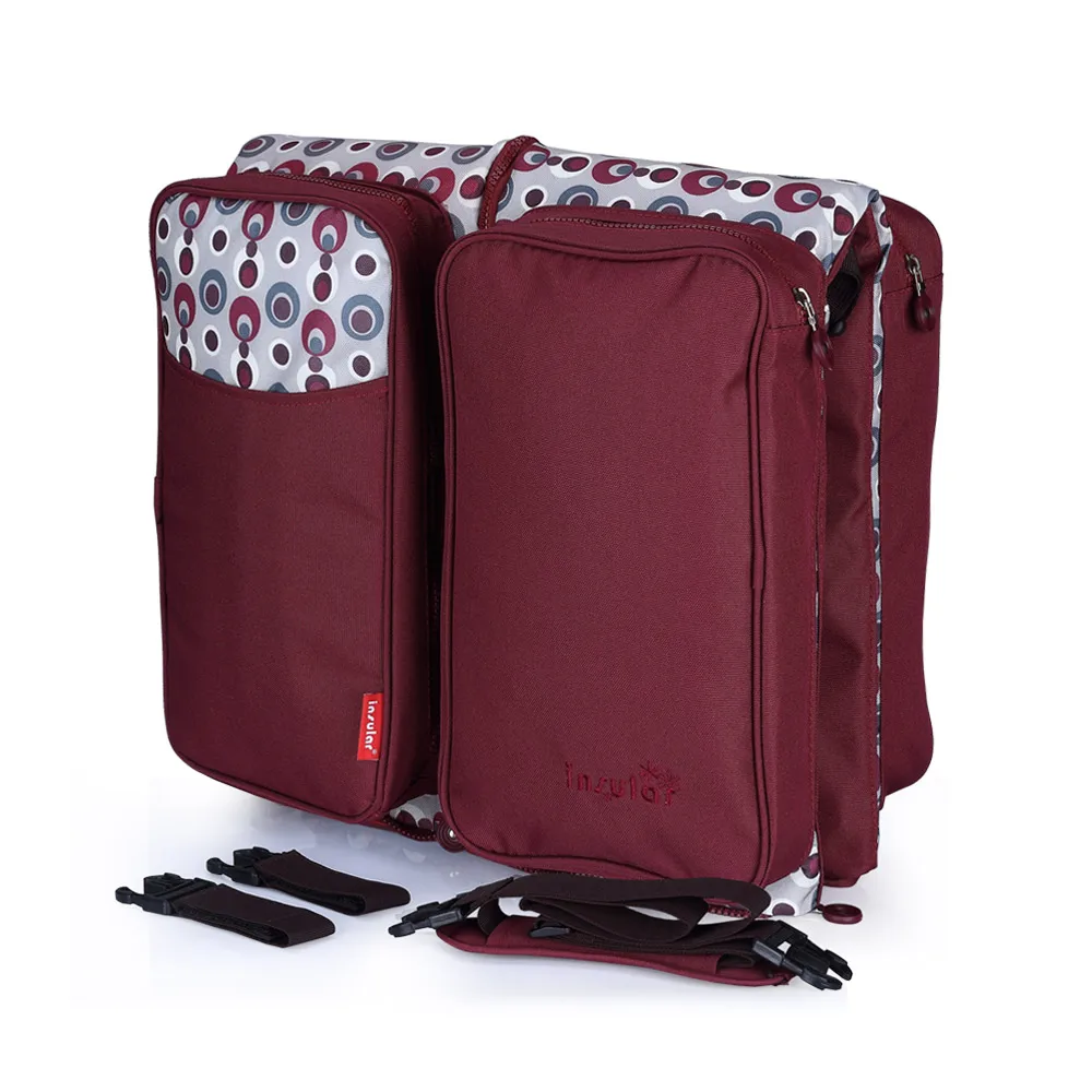 3 в 1 портативная многофункциональная детская кроватка для путешествий, складная кровать с москитной сеткой, сумка для подгузников для мам и мам - Цвет: Red