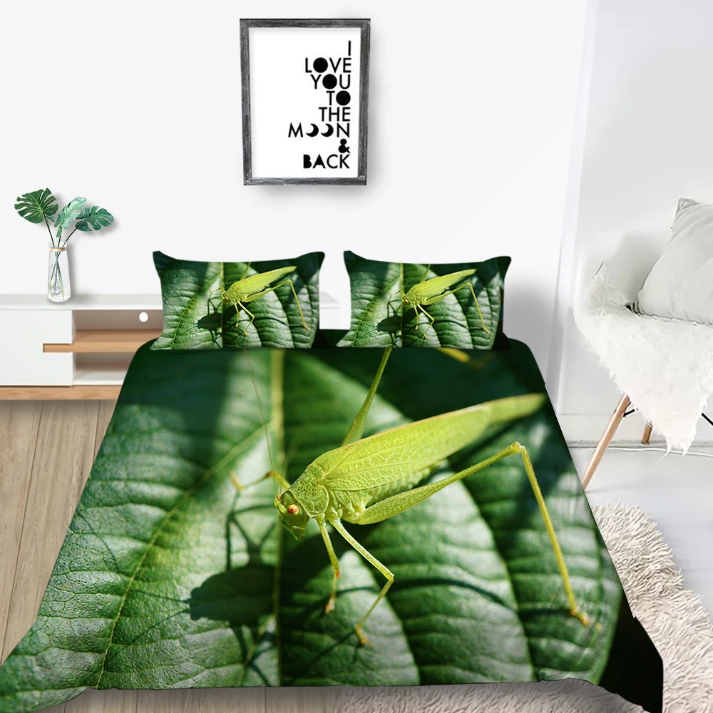 

Praying Mantis Bedding Set King Size Fresh Comfortable Natural Duvet Cover Queen Twin Full Single Double High End Bed Set