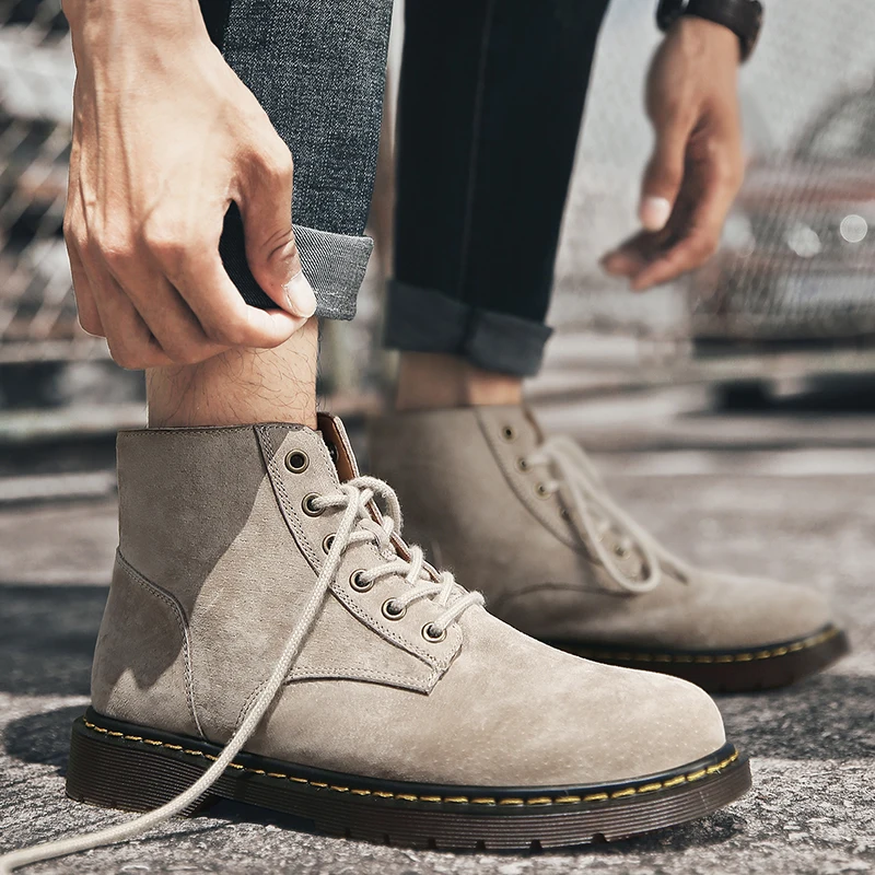 High Quality Men's High Boots Winter Shoes Men Genuine Leather Boots Winter Lace Up Men's Casual Boots