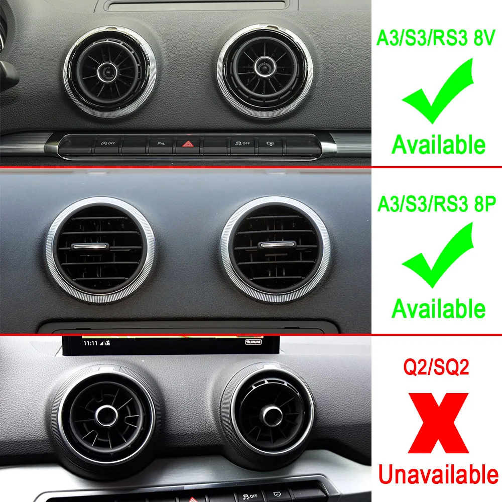 Coche Montaje toma de ventilación de aire 360 grados giratoria soporte para teléfono celular Apto Para Audi A3 S3 