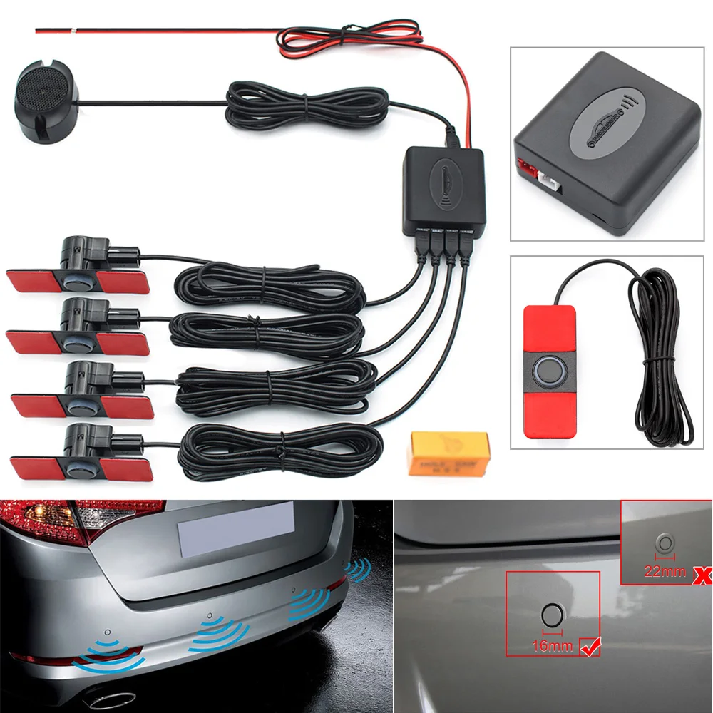 9~ 16V DC 4 парковочные датчики обратный резервный 16 мм плоский звуковой сигнал сигнализация