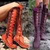 Zapatos medievales Retro de tubo alto con cordones para hombre y mujer, botas de cuero de estilo británico para fiesta de carnaval, elfo, espectáculo de caballeros, Cosplay ► Foto 1/6