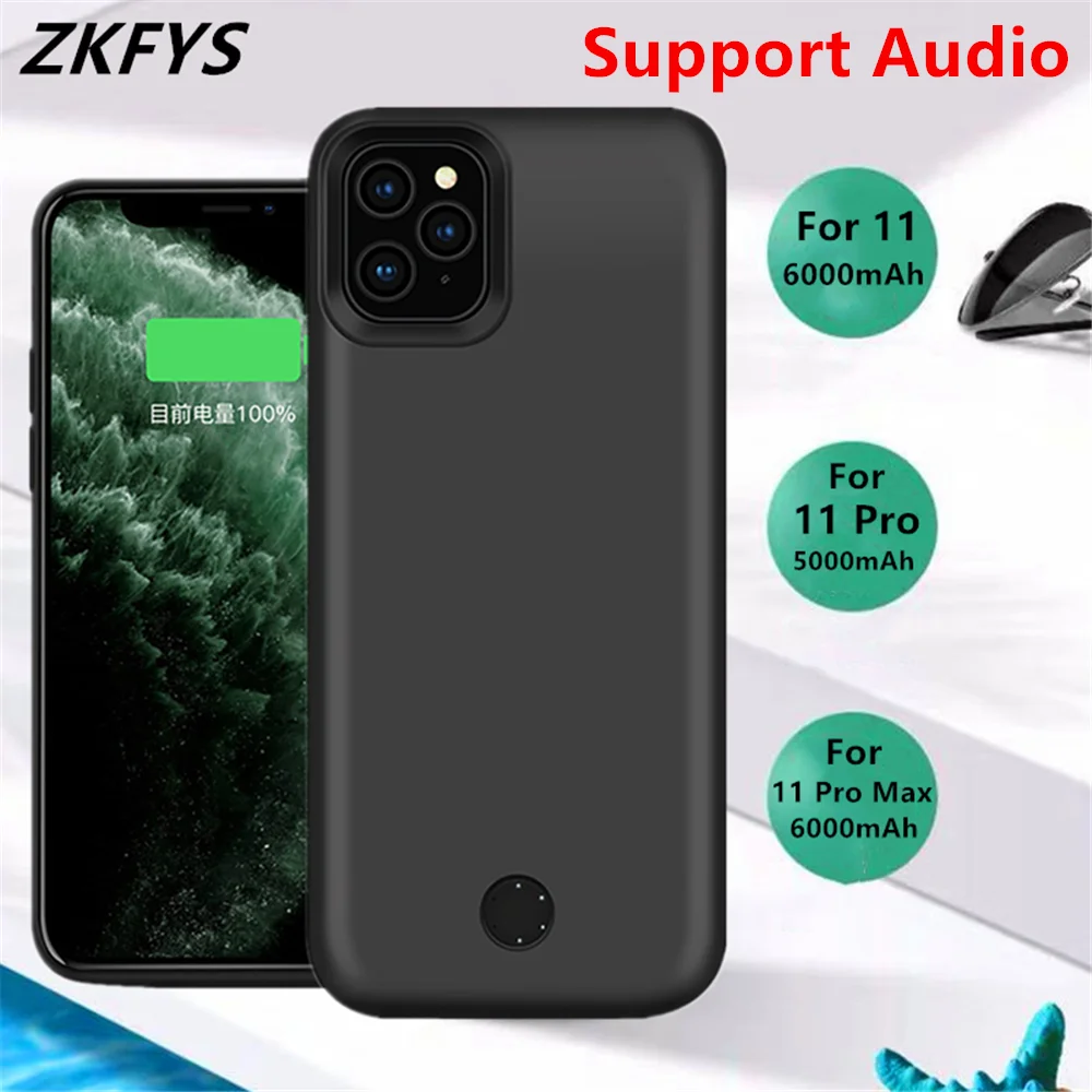 Чехлы с зарядным устройством для iPhone 11 Pro Max чехол внешним аккумулятором 6000 мАч