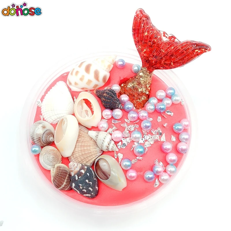 Kawaii Mermaid Shell Pearl Slime Accessories Fluffy Slime Toys Kids Sequin Cloud Slime Clear Light Clay Sabbia Colorata 60ml