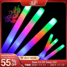 12/15/30/60Pcs/Lot Colorful LED Foam Stick Glow Sticks Cheer Tube RGB LED Glow in the Dark Light for Party Festival Bulk
