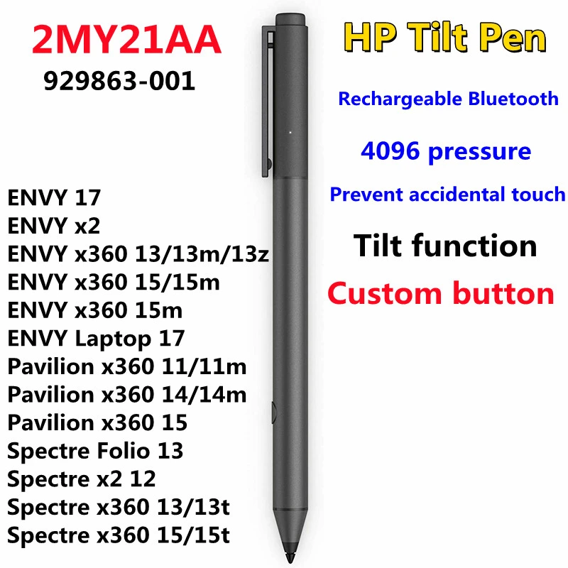 Bluetooth 4096 Pressure 2my21aa Genuine Stylus For Hp Pavilion Spectre Envy  X360 Tilt Rechargeable Pen Dark Ash P/n 929863-001 - Tablet Pen - AliExpress