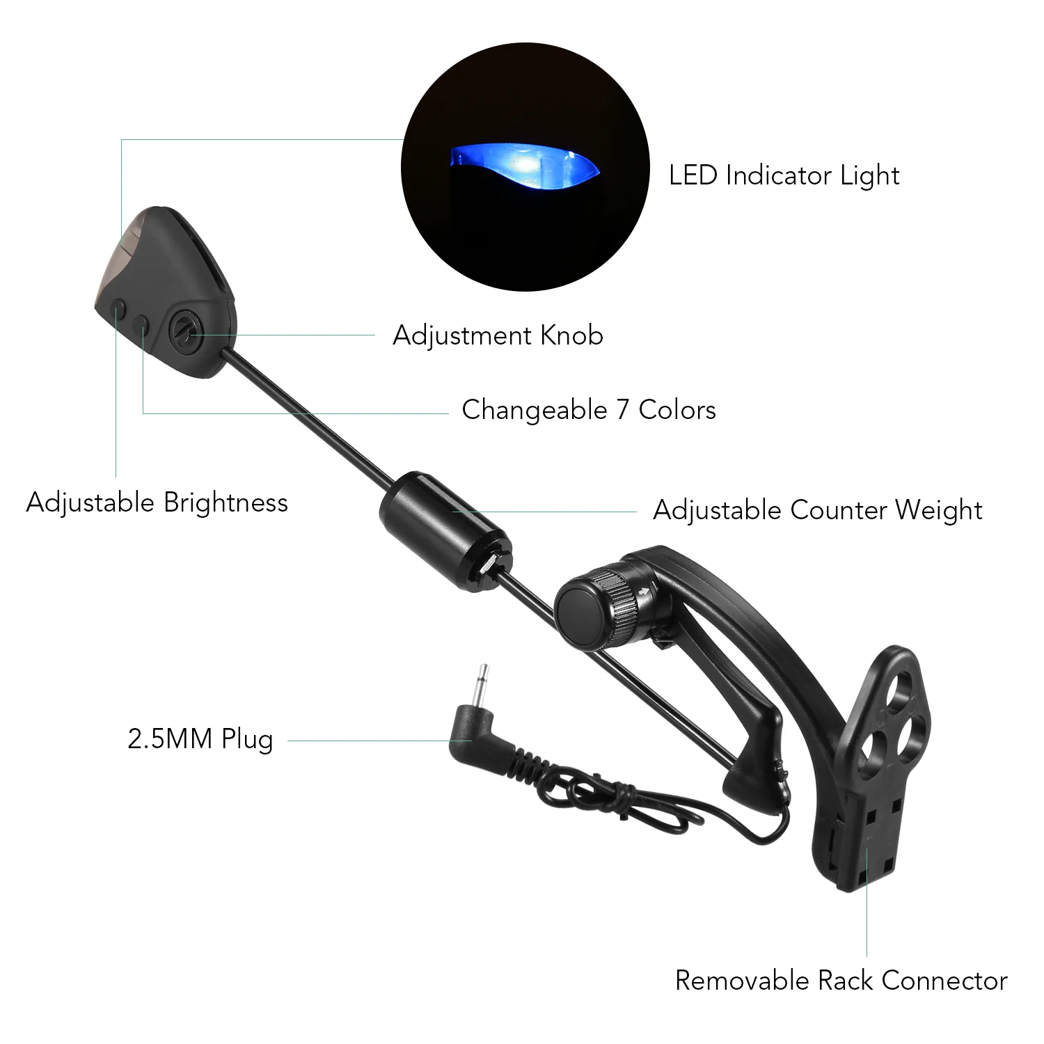 Lixada Fishing Alarm Swinger Set Carp Fishing Bite Swinger Digital Alarm LED Bite Indicator Illuminated