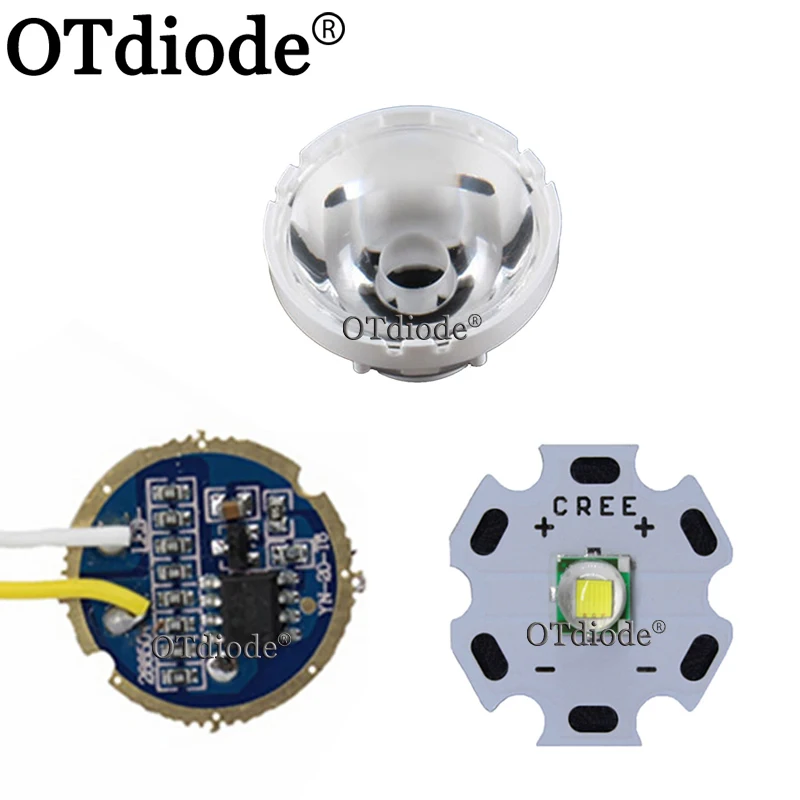 Cree XM-L LED T6 White Light with 20mm star pcb+ 3.7V 5modes led Driver +T6 15degree led Lens with Base Holder kit