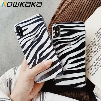 

Kowkaka Clear Vintage Zebra Patterned Phone Case For iPhone 11 Pro Max 5 5s SE 6 6s 7 8 Plus Soft TPU Plain Animal Fundas Case