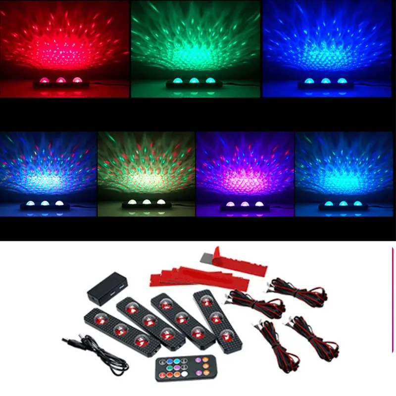 

Car Bottom Decorative Interior Lights 1 for 4 Universal LED Multi DIY Multipurpose Glow Lamp for Car Home Party Auto